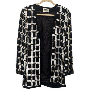 Nite Line Vintage Black and White Sequins Geometric Blazer Size XL